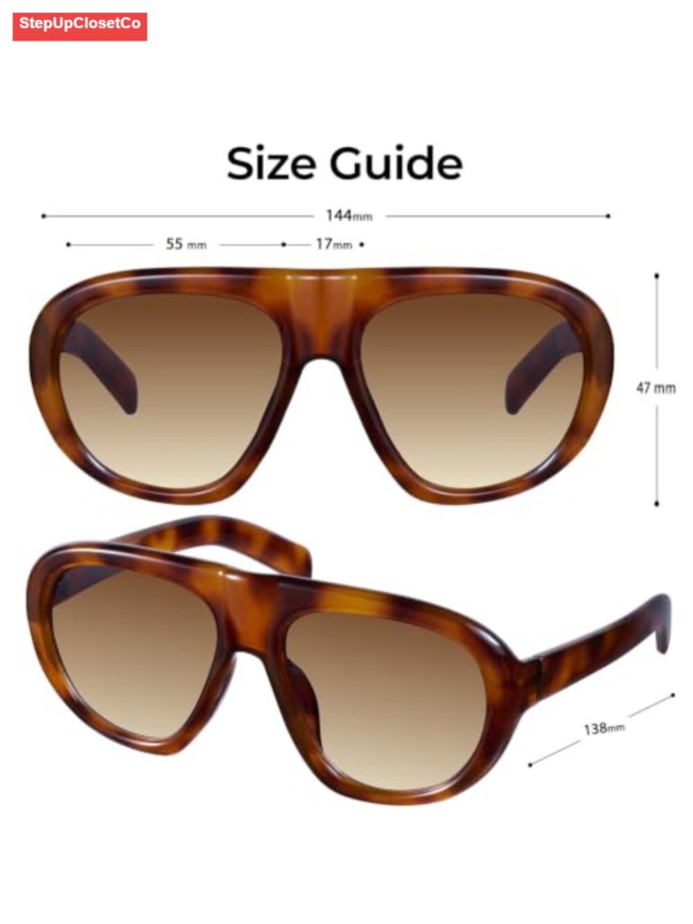 Oversized Aviator Sunglasses Women UV400 Retro Trendy - Picture 5 of 6